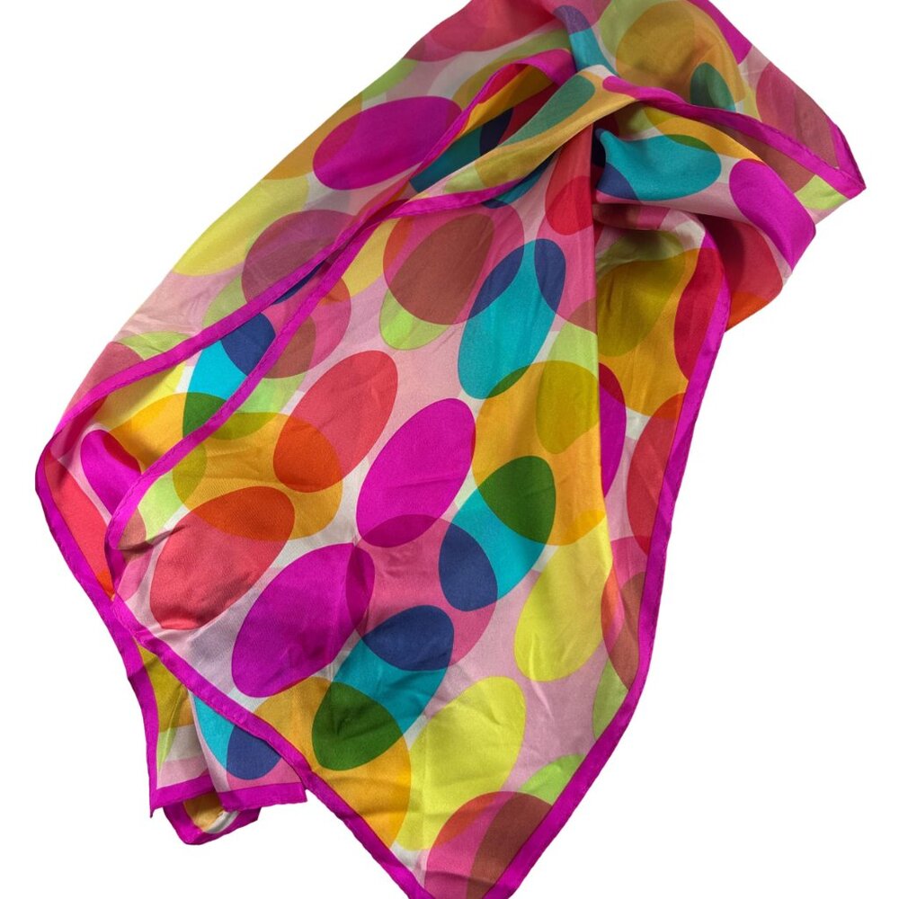 Echo Silk Rectangular Neck Scarf Polka Dot Circle… - image 3